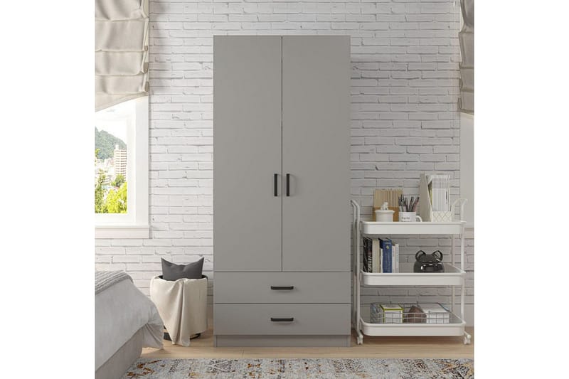 Yaman Garderobsskåp 80x182 cm - Grå - Förvaring - Klädförvaring - Garderob & garderobssystem - Klädskåp & fristående garderob
