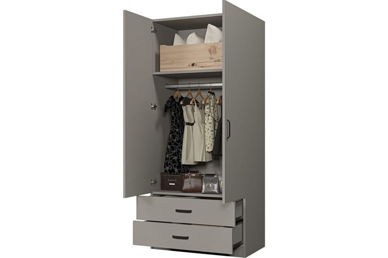 Yaman Garderobsskåp 80x182 cm - Grå - Förvaring - Klädförvaring - Garderob & garderobssystem - Klädskåp & fristående garderob