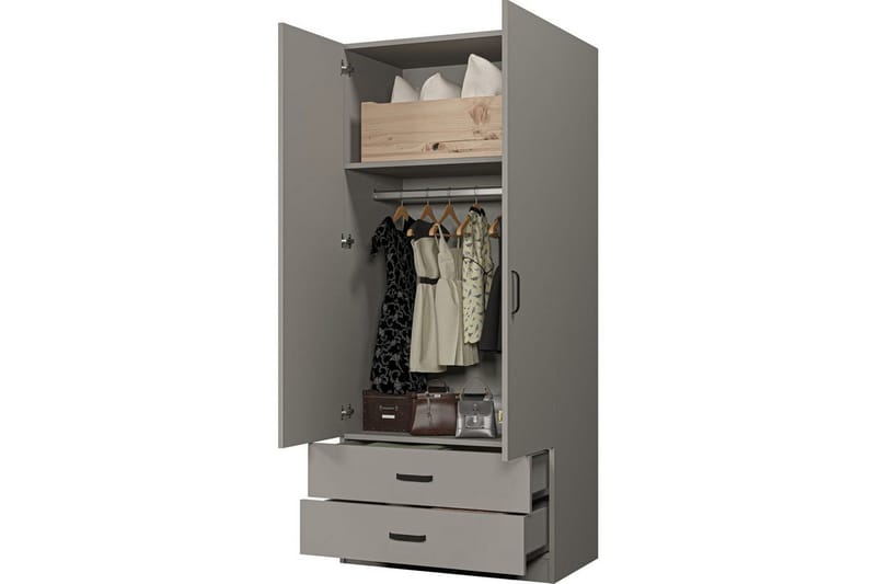 Yaman Garderobsskåp 80x182 cm - Grå - Förvaring - Klädförvaring - Garderob & garderobssystem - Klädskåp & fristående garderob