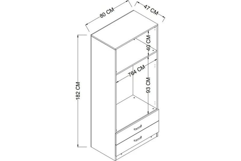 Yaman Garderobsskåp 80x182 cm - Grå - Förvaring - Klädförvaring - Garderob & garderobssystem - Klädskåp & fristående garderob
