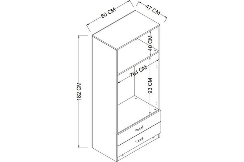 Yaman Garderobsskåp 80x182 cm - Grå - Förvaring - Klädförvaring - Garderob & garderobssystem - Klädskåp & fristående garderob