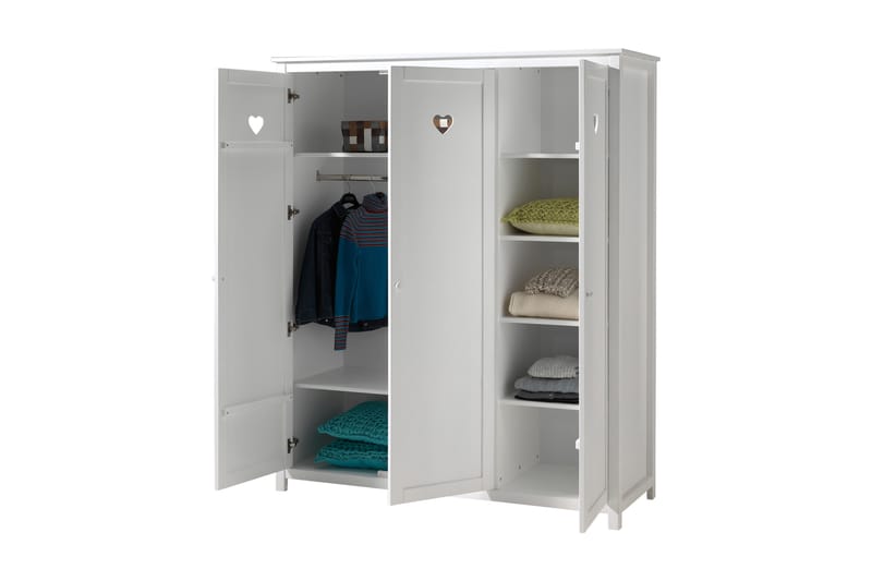 Yolonda Garderob 3 Dörrar - Vit - Klädskåp & fristående garderob - Barngarderob - Garderob & garderobssystem