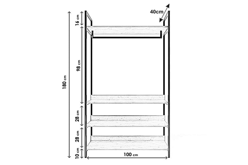 Amerbach Garderob 100x40 cm - Natur - Klädhängare