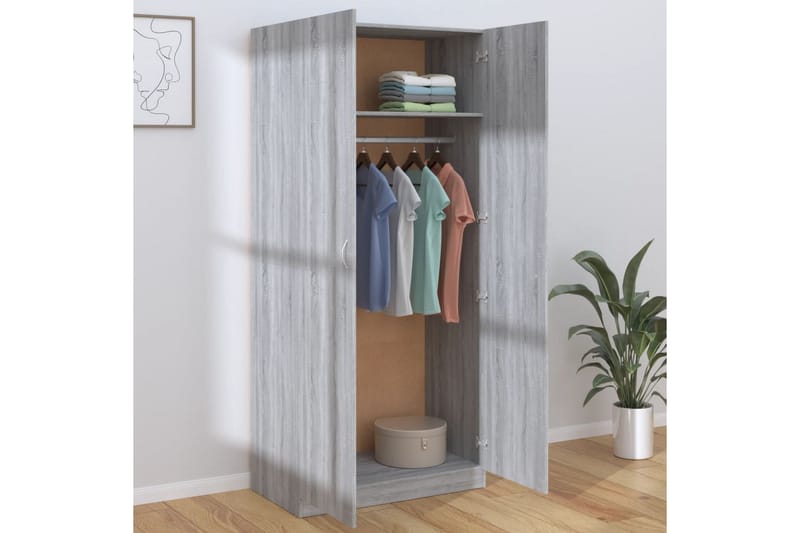 beBasic Klädhängare grå sonoma 90x52x200 cm konstruerat trä - Grey - Förvaring - Klädförvaring - Klädhängare