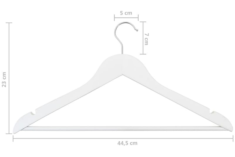 Klädgalgar 100 st halkfria vit trä - Vit - Galgar