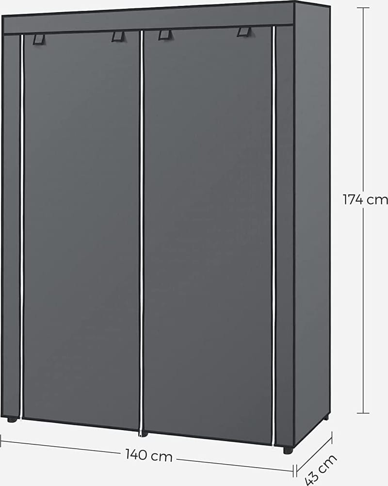 Joshua garderob 140 x 174 cm - Grå - Grå - Förvaring - Klädförvaring - Klädhängare - Klädställning