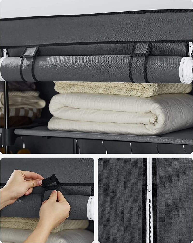 Joshua garderob 140 x 174 cm - Grå - Grå - Förvaring - Klädförvaring - Klädhängare - Klädställning