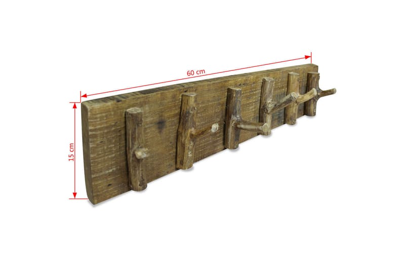 Klädhängare återvunnet massiv trä 60x15 cm - Brun - Klädhängare vägg - Klädhängare - Kroklist & Klädkrokar