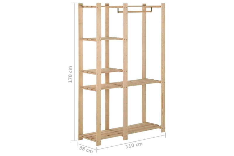 Klädställning 110x38x170 cm massiv furu - Brun - Förvaring - Klädförvaring - Klädhängare