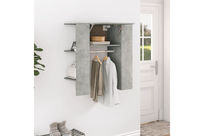 beBasic Hallskåp betonggrå 97,5x37x99 cm konstruerat trä - Grey - Klädställning - Vädringsställ - Klädhängare