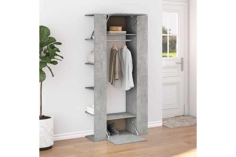 beBasic Hallskåp betonggrå 97,5x37x99 cm konstruerat trä - Grey - Klädställning - Vädringsställ - Klädhängare