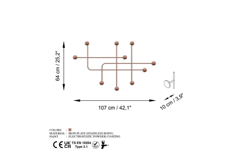 Metall Väggkrok Australia Koppar - Koppar - Förvaring - Klädförvaring - Klädhängare