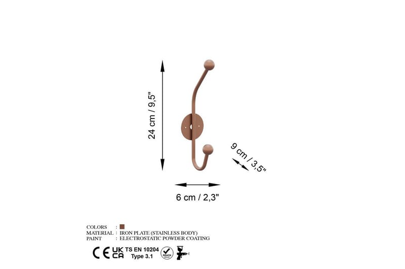 Metall Väggkrok Coriorgate Koppar - Koppar - Förvaring - Klädförvaring - Klädhängare