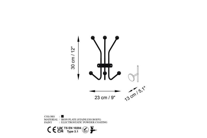 Metall Väggkrok Narwaniran Svart - Svart - Förvaring - Klädförvaring - Klädhängare