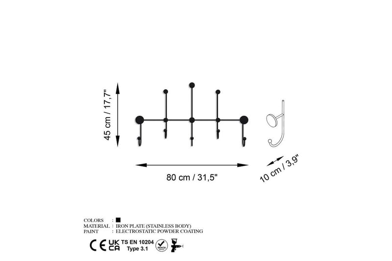 Metall Väggkrok Ranjita Svart - Svart - Förvaring - Klädförvaring - Klädhängare
