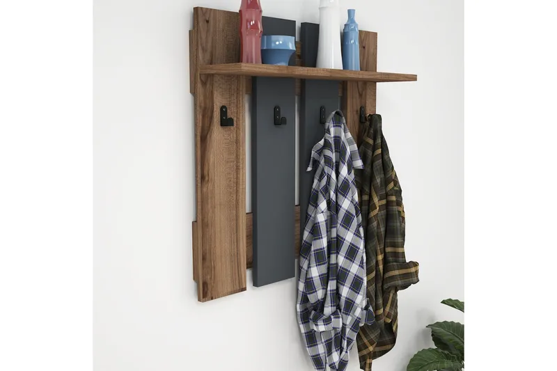 Puqa Design Klädhängare - Valnöt/Mörkgrå - Förvaring - Klädförvaring - Klädhängare