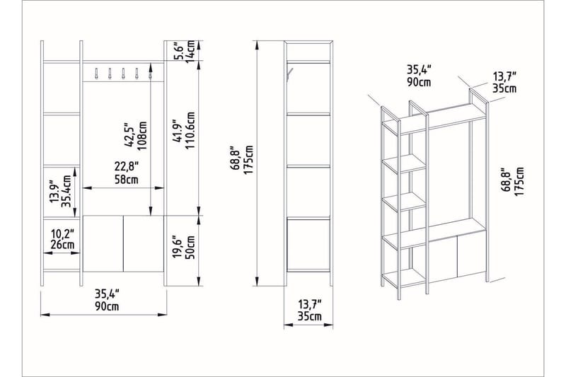 Rinorea Klädhängare 90x175 cm - Vit - Förvaring - Klädförvaring - Klädhängare
