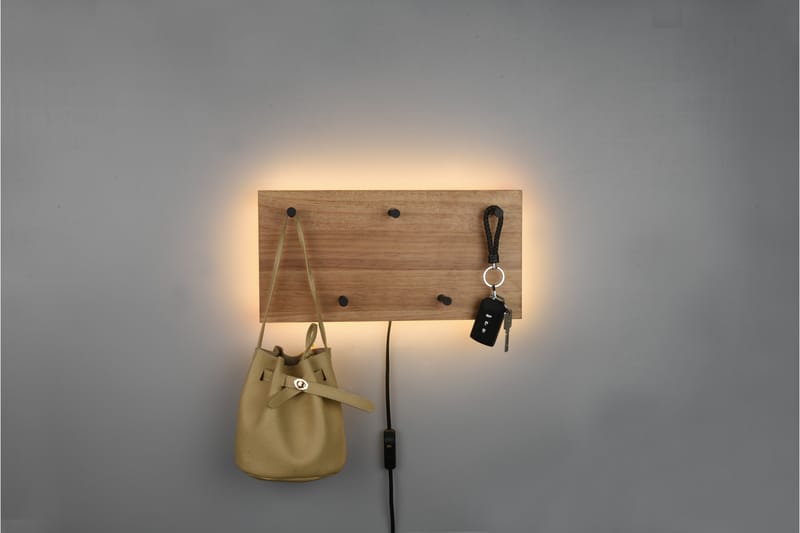 Samantha Klädhängare LED-belyst 40x20 cm Trä/Svart - Trä/Svart - Förvaring - Klädförvaring - Klädhängare