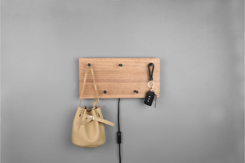 Samantha Klädhängare LED-belyst 40x20 cm Trä/Svart - Trä/Svart - Förvaring - Klädförvaring - Klädhängare