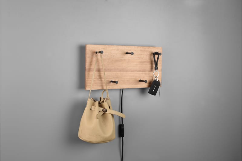 Samantha Klädhängare LED-belyst 40x20 cm Trä/Svart - Trä/Svart - Förvaring - Klädförvaring - Klädhängare