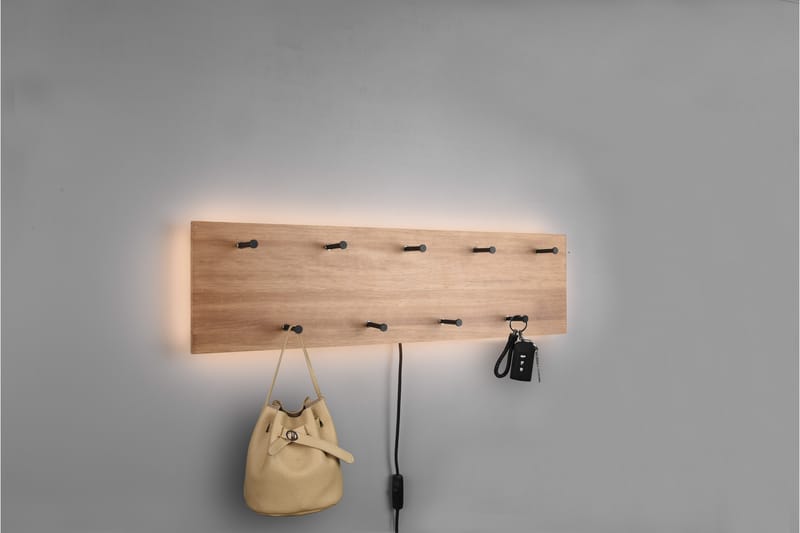 Samantha Klädhängare LED-belyst 75x30 cm Trä/Svart - Trä/Svart - Förvaring - Klädförvaring - Klädhängare