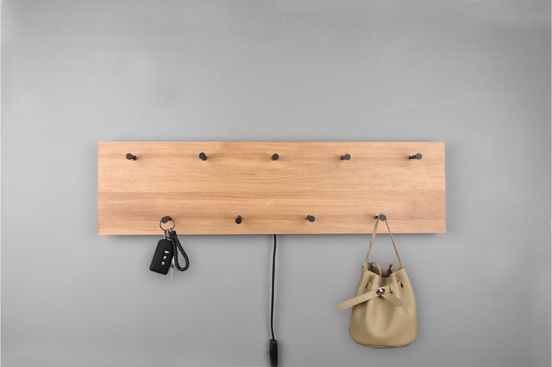 Samantha Klädhängare LED-belyst 75x30 cm Trä/Svart - Trä/Svart - Förvaring - Klädförvaring - Klädhängare