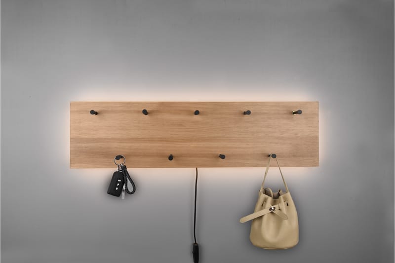 Samantha Klädhängare LED-belyst 75x30 cm Trä/Svart - Trä/Svart - Förvaring - Klädförvaring - Klädhängare