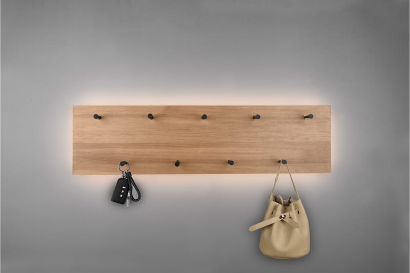 Samantha Klädhängare LED-belyst 75x30 cm Trä/Svart - Trä/Svart - Förvaring - Klädförvaring - Klädhängare