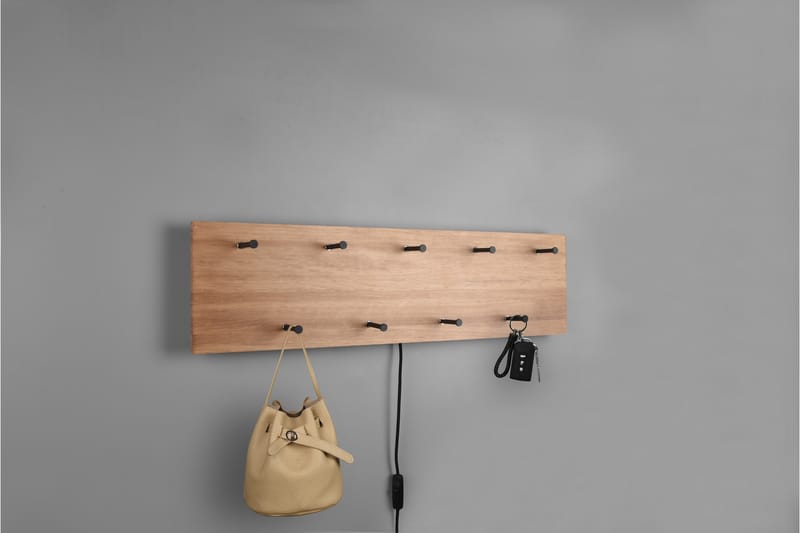 Samantha Klädhängare LED-belyst 75x30 cm Trä/Svart - Trä/Svart - Förvaring - Klädförvaring - Klädhängare