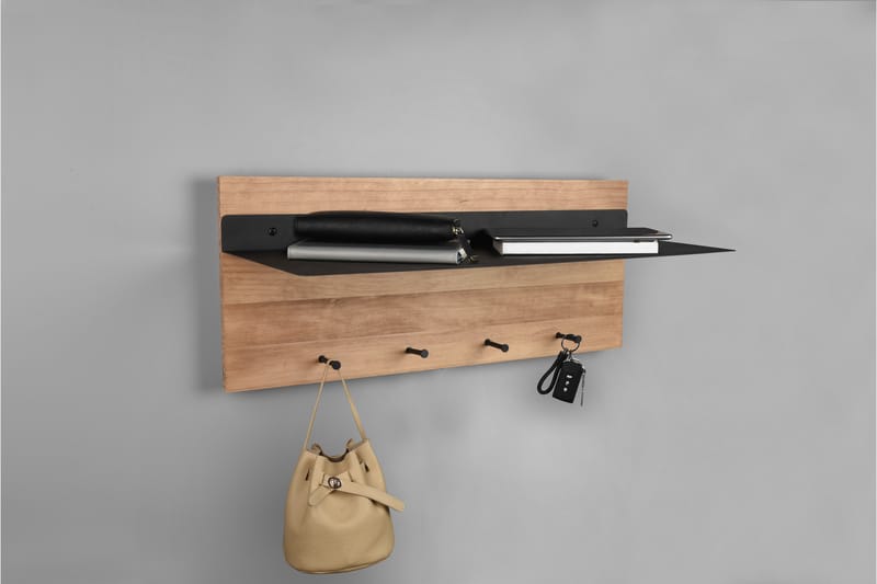 Samantha Klädhängare LED-belyst med hylla 75x30 cm Trä/Svart, Trä/Svart