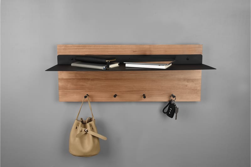 Samantha Klädhängare LED-belyst med hylla 75x30 cm Trä/Svart - Trä/Svart - Förvaring - Klädförvaring - Klädhängare