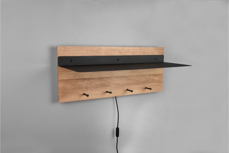 Samantha Klädhängare LED-belyst med hylla 75x30 cm Trä/Svart - Trä/Svart - Förvaring - Klädförvaring - Klädhängare