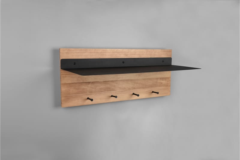 Samantha Klädhängare LED-belyst med hylla 75x30 cm Trä/Svart - Trä/Svart - Förvaring - Klädförvaring - Klädhängare