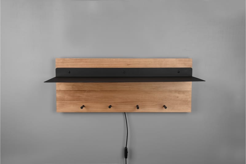 Samantha Klädhängare LED-belyst med hylla 75x30 cm Trä/Svart - Trä/Svart - Förvaring - Klädförvaring - Klädhängare