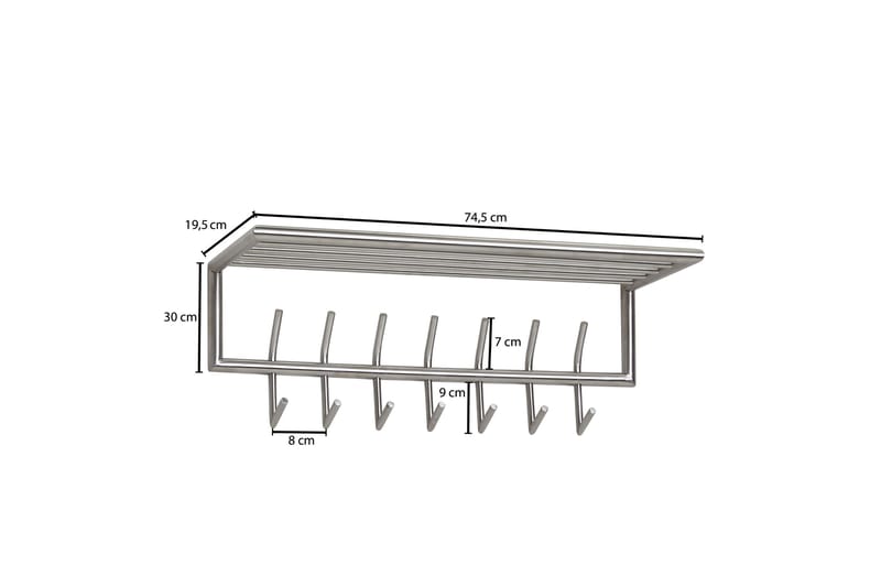 Seddik Klädkrok 75 cm - Silver - Klädhängare - Kroklist & Klädkrokar - Klädhängare vägg