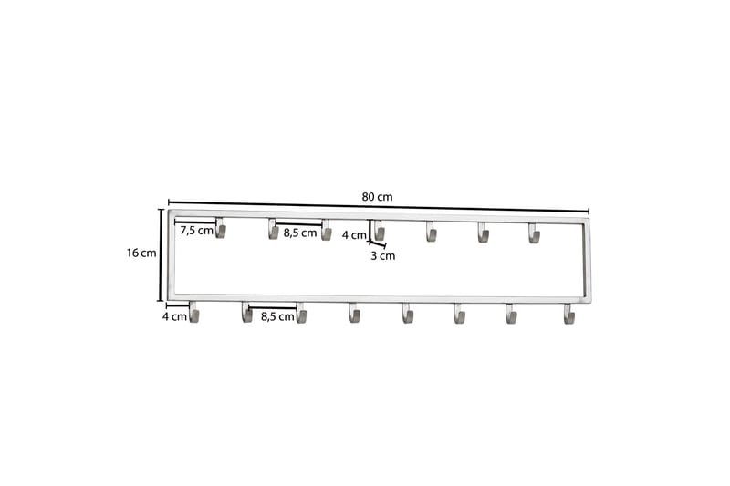 Seddik Klädkrok 80 cm - Silver - Klädhängare - Kroklist & Klädkrokar - Klädhängare vägg