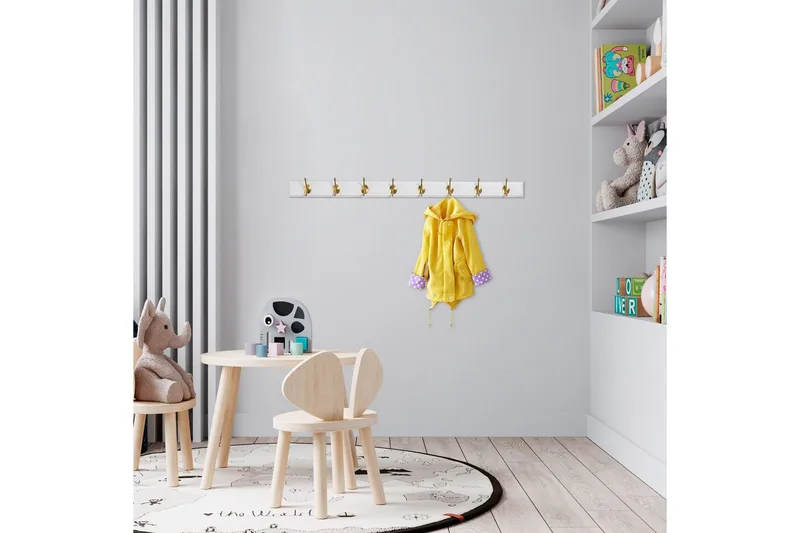 Träväggkrok Ranvir Vit / Rany - 100 x 7 x 8 - Förvaring - Klädförvaring - Klädhängare