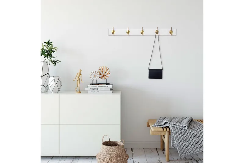 Träväggkrok Ranvir Vit / Rany - 65 x 7 x 8 - Förvaring - Klädförvaring - Klädhängare