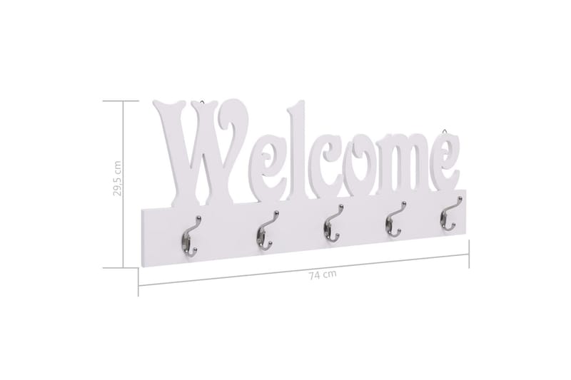 Väggkrokar WELCOME vit 74x29,5 cm - Vit - Förvaring - Klädförvaring - Klädhängare - Klädhängare vägg