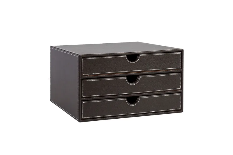 Lådor 3x WALTER 25x33xH18cm mörkbrun PU, undefined
