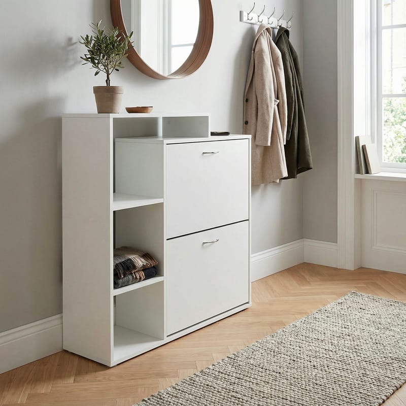 Noraro Skoskåp 85 cm - vit och kromfärgad - Förvaring - Hallförvaring