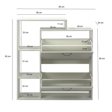 Noraro Skoskåp 85 cm - vit och kromfärgad - Förvaring - Hallförvaring