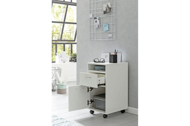 Rullkontejner Wohnling 1 låda 1 dörr folierad spånskiva med hjul modern - Förvaring - Småförvaring