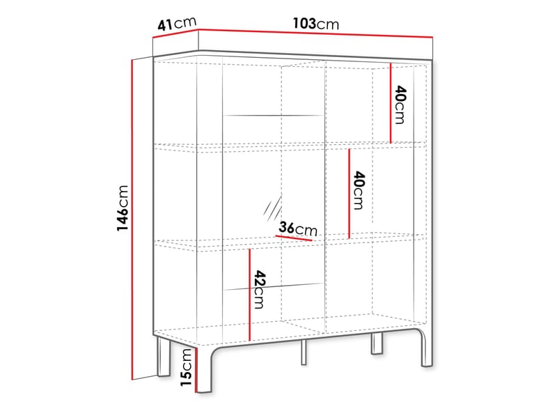 Aggarwal Vitrinskåp 103 cm med Belysning - Förvaring - Skåp - Vitrinskåp