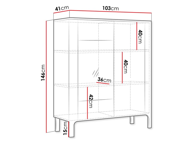 Aggarwal Vitrinskåp 103 cm - Förvaring - Skåp - Vitrinskåp