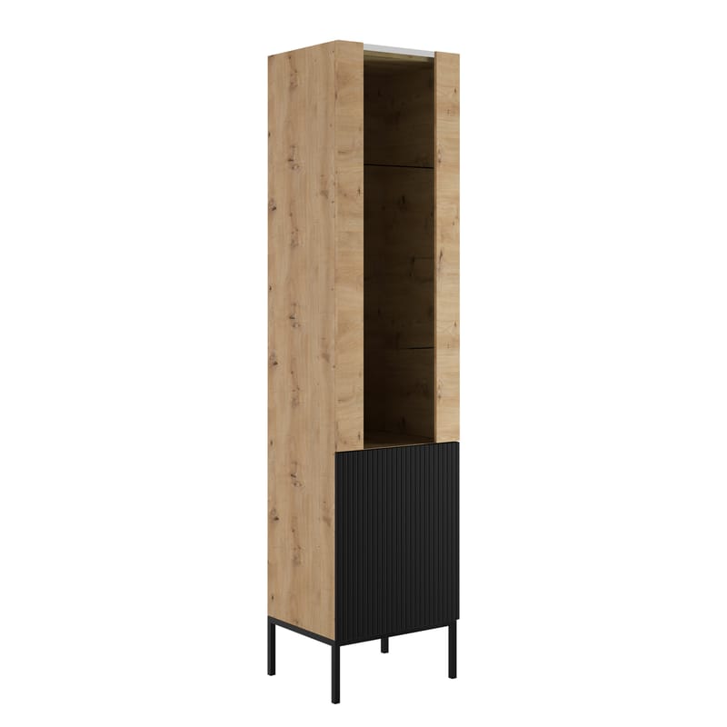 Amelus Vitrinskåp 50x190 cm, Brun/Svart