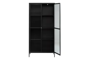 Azza Vitrinskåp 40 cm djup 90 cm bred 190 cm hög Mörk Metall - Svart - Förvaring - Skåp - Vitrinskåp