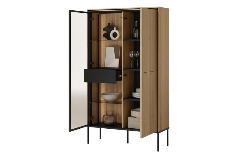 Basici Vitrinskåp 91x158 cm - Vit - Förvaring - Skåp - Vitrinskåp