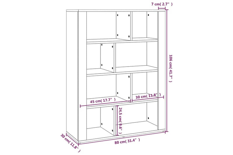 beBasic Förvaringsskåp rökfärgad ek 80x30x106 cm konstruerat trä - Brown - Vitrinskåp