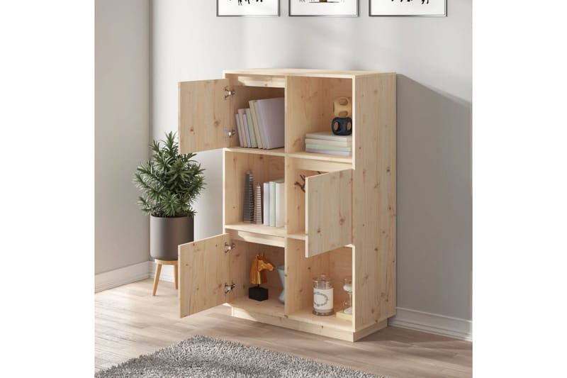 beBasic Högskåp 74x35x117 cm massiv furu - Brown - Förvaring - Skåp - Förvaringsskåp